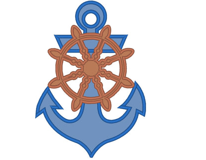 Anchor With Ship Wheel Applique