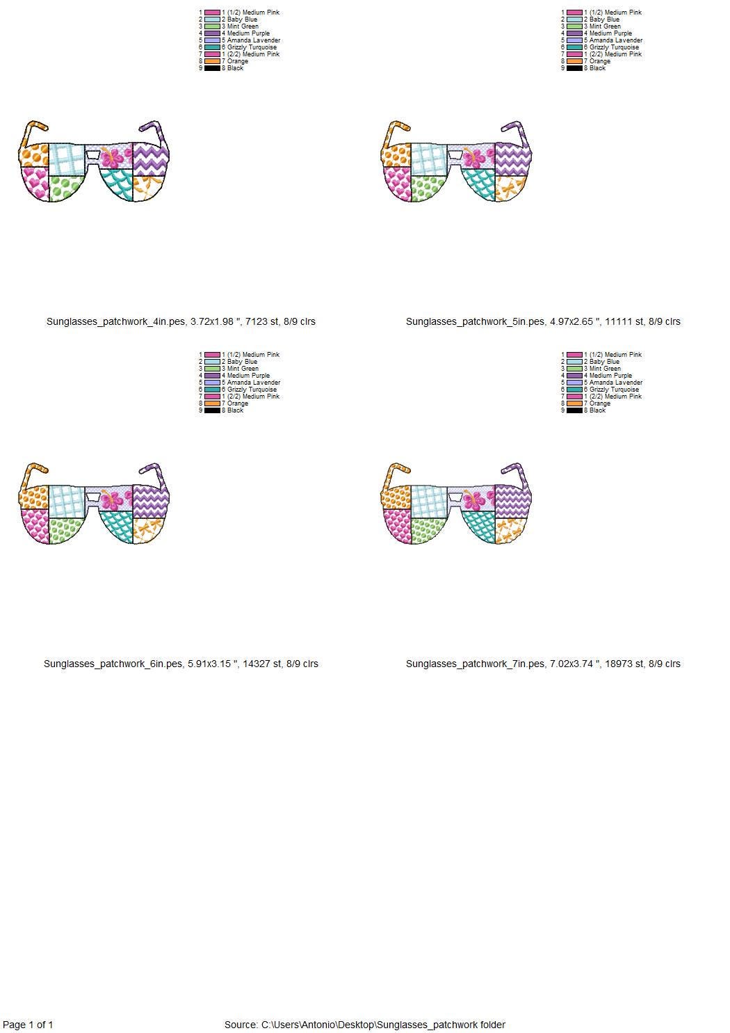 Patchwork Summer Sunglasses beach pool party outfit Sunglasses