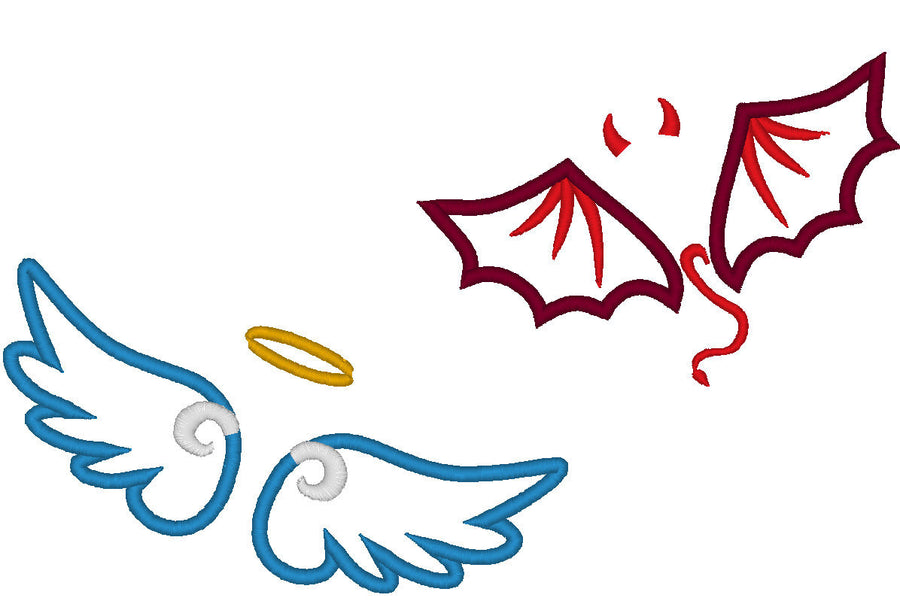 Little Angel And Little Devil Wings Applique