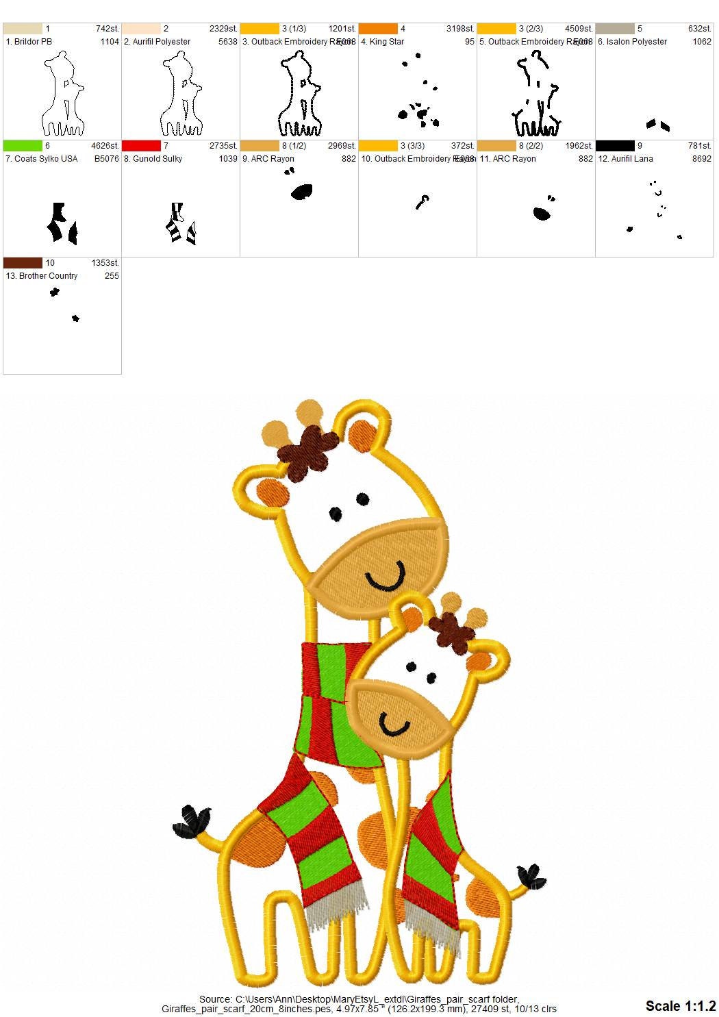 Giraffe Big Little Sister Brother Applique