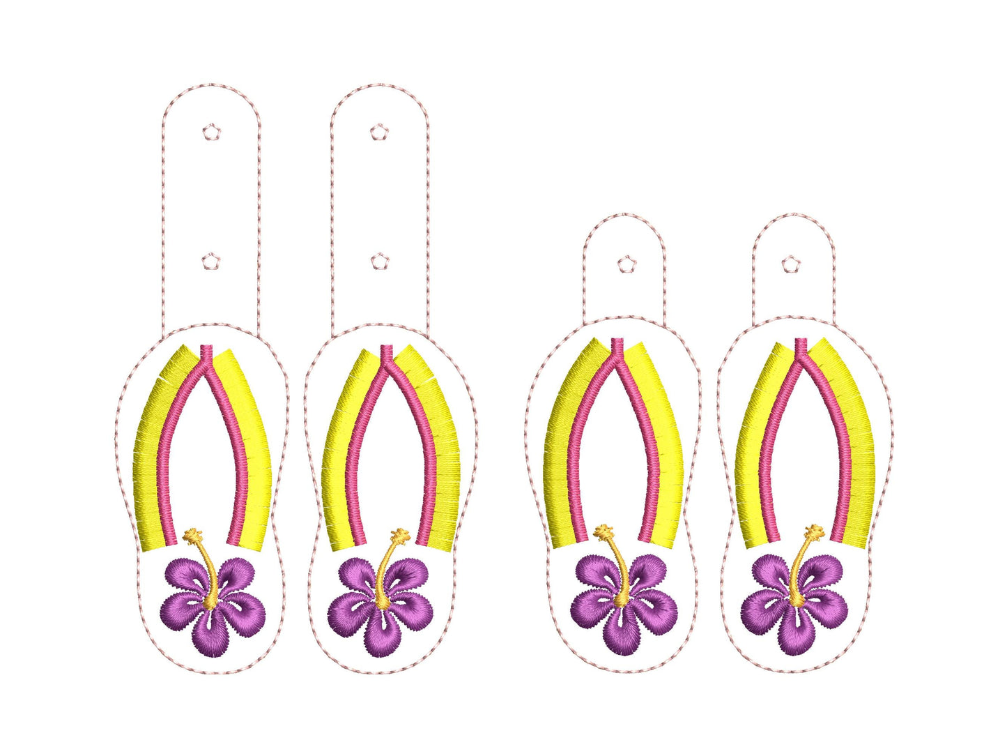 Fringed Floral Flip Flops Keychain
