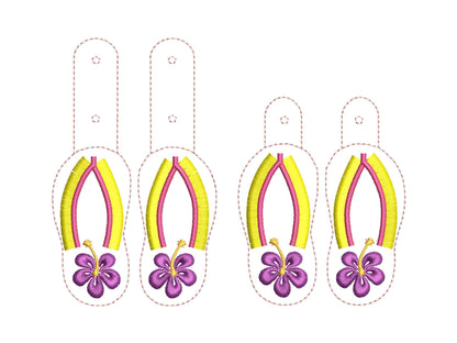 Fringed Floral Flip Flops Keychain