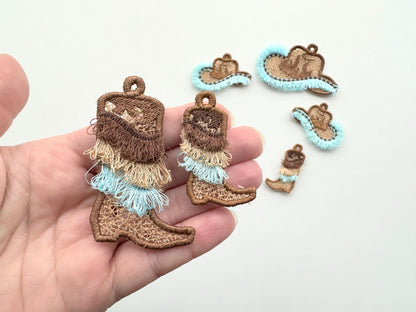 Cowboy Cowgirl Fringed Boots And Hat