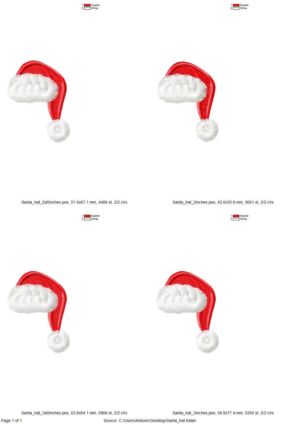 Small Fringed Santa Hat Christmas gnome hat machine embroidery designs