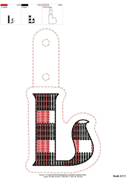 Gingham Buffalo Monogram Keychain