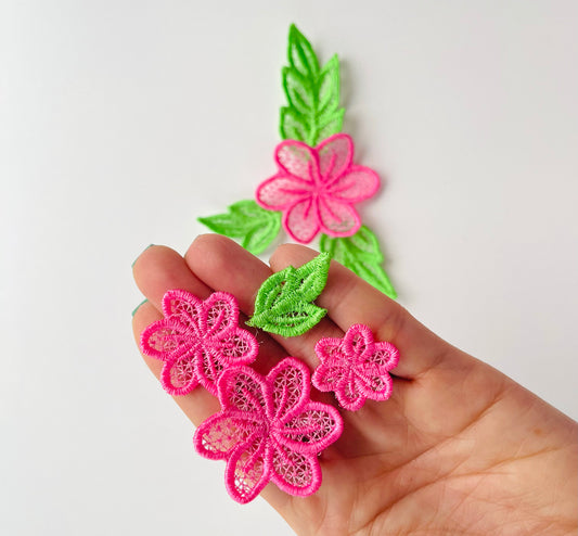 Summer Flower and Laurel Leaf SET of 3 types Freestanding lace FSL