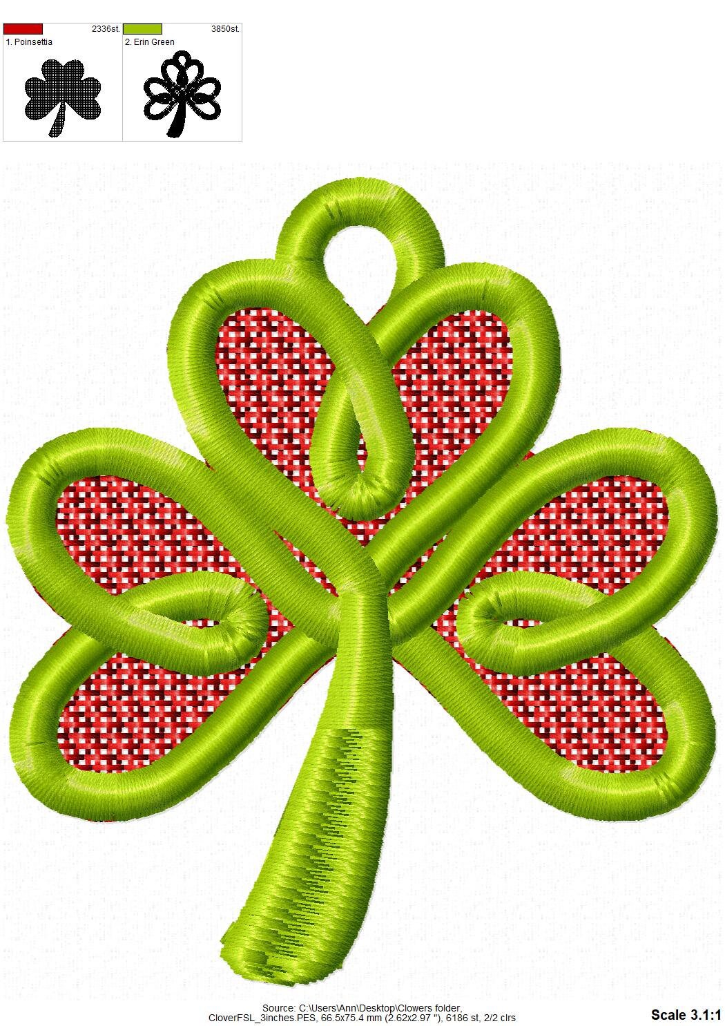Shamrock Clover Flower Charm FSL
