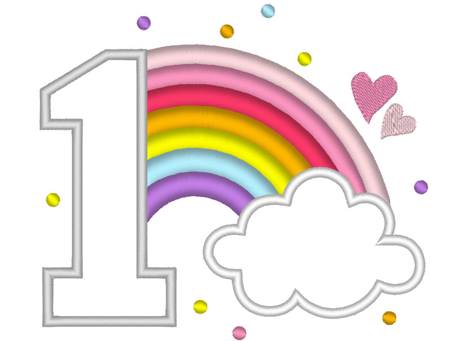 Cute Rainbow Birthday Number 1