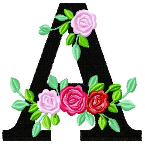 Roses Floral Font Set of 2