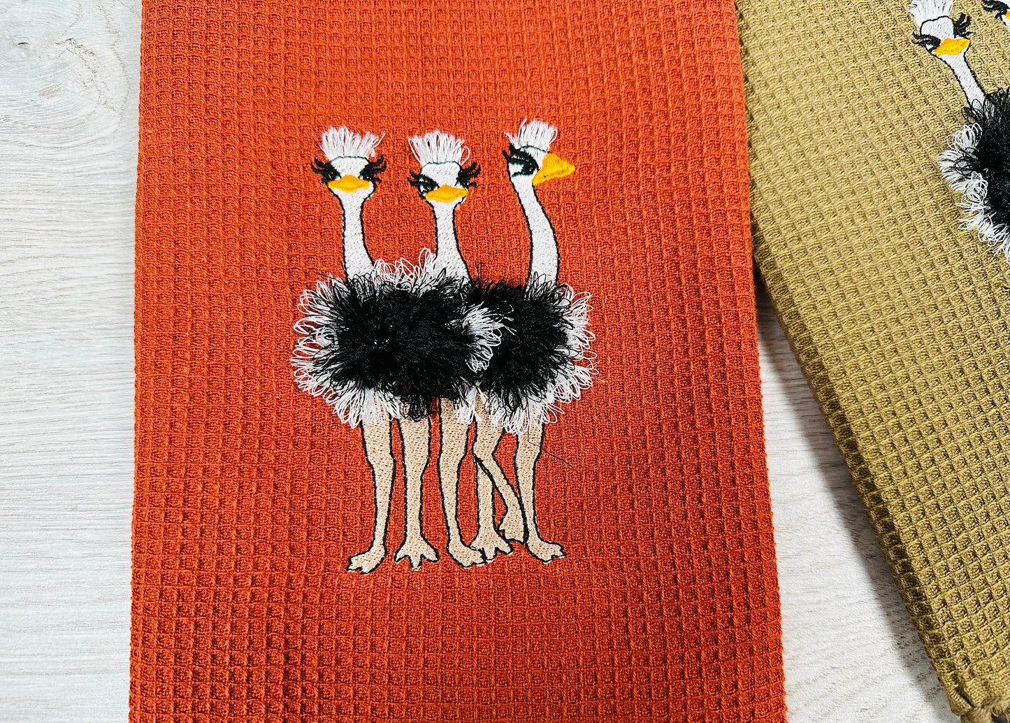 Fringed Ostrich Flock of 3