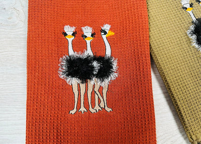Fringed Ostrich Flock of 3