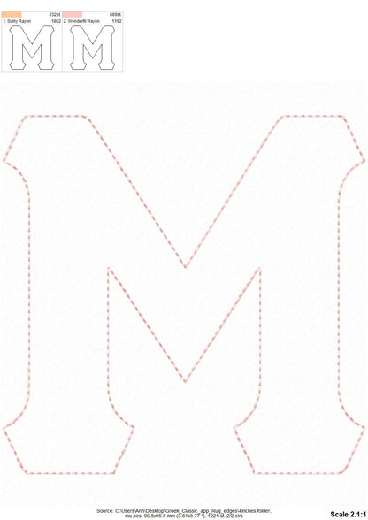 Raggedy Edge Easy Greek Font Applique