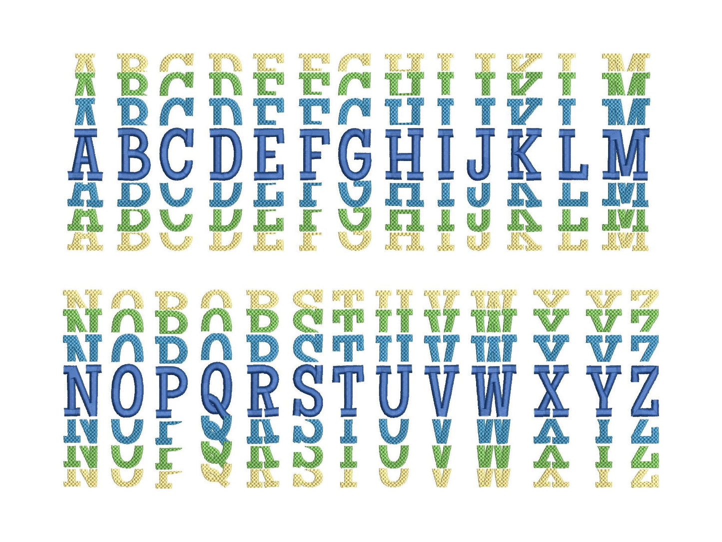 Satin Stitch Stacked Font