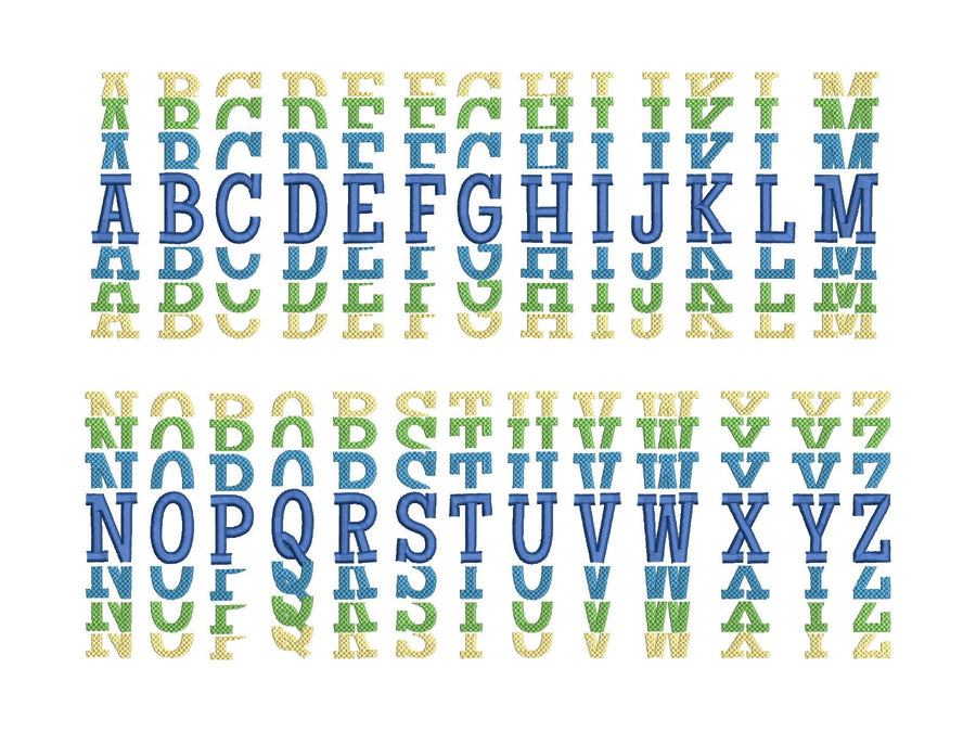 Satin Stitch Stacked Font