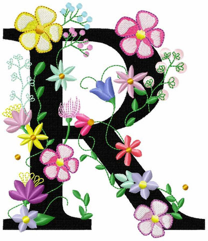Floral Garden Flag Monogram Font