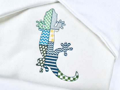 Patchwork Lizard Gecko animal silhouette patterned outline small dragon