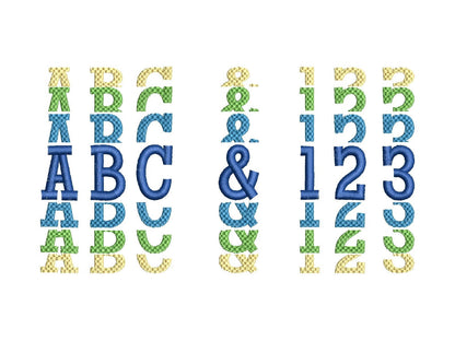 Satin Stitch Stacked Font