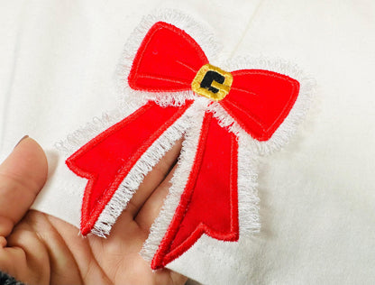 Fringed Santa Claus Bow Applique