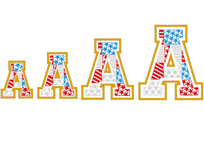 Patchwork Patriotic Patterned Font Applique