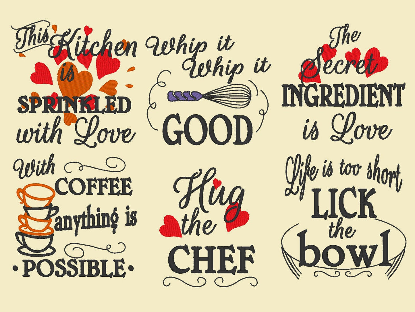 Kitchen Quote Saying Set of 6