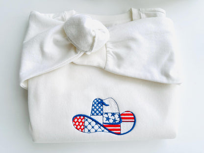Patchwork Cowboy Hat US flag pattern Hat silhouette outline American