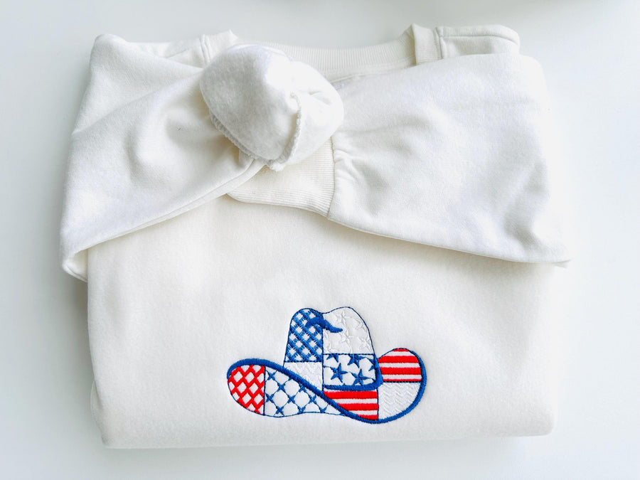 Patchwork Cowboy Hat US flag pattern Hat silhouette outline American