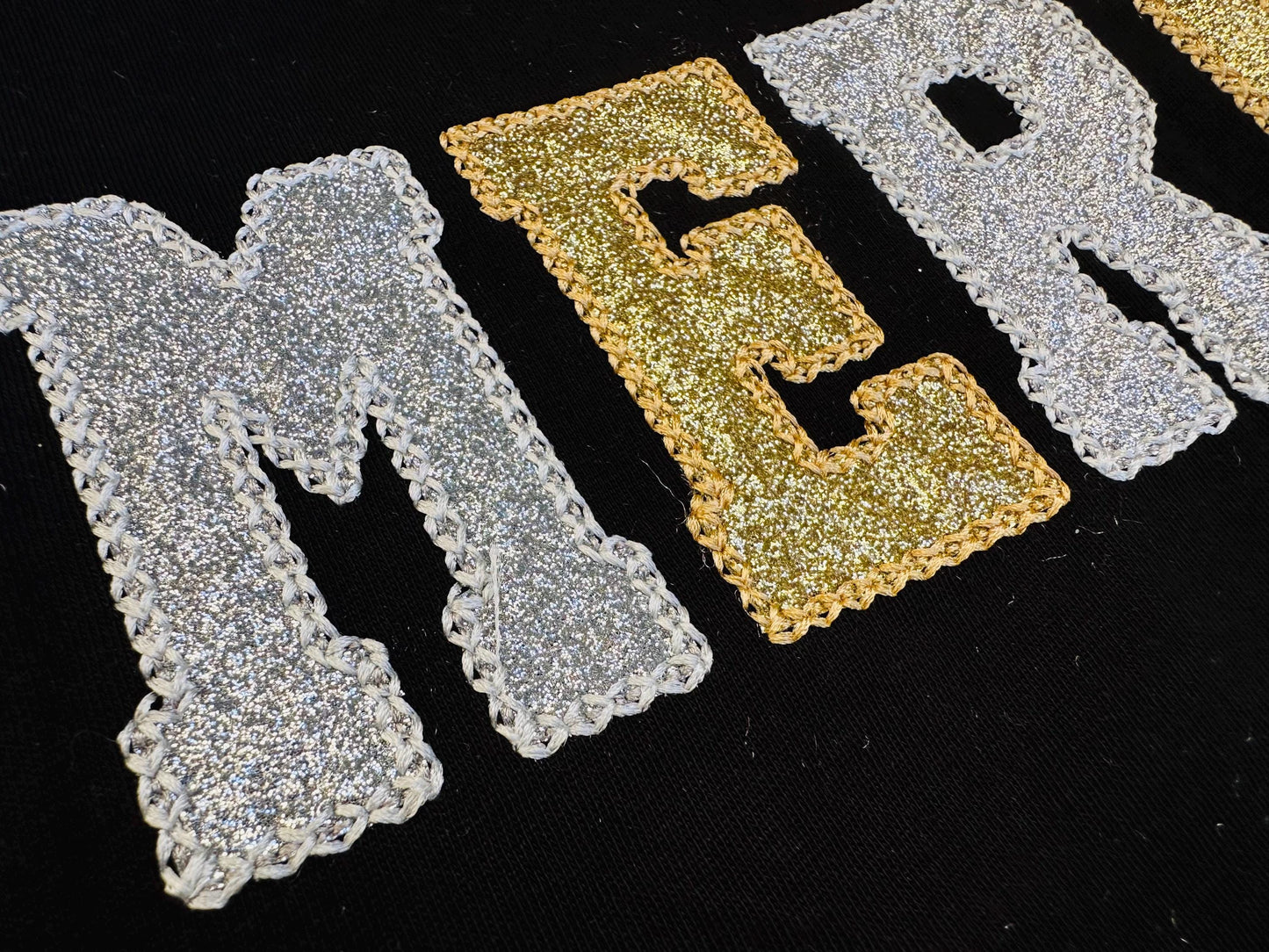 Varsity Font Applique Diamond Stitch Outline