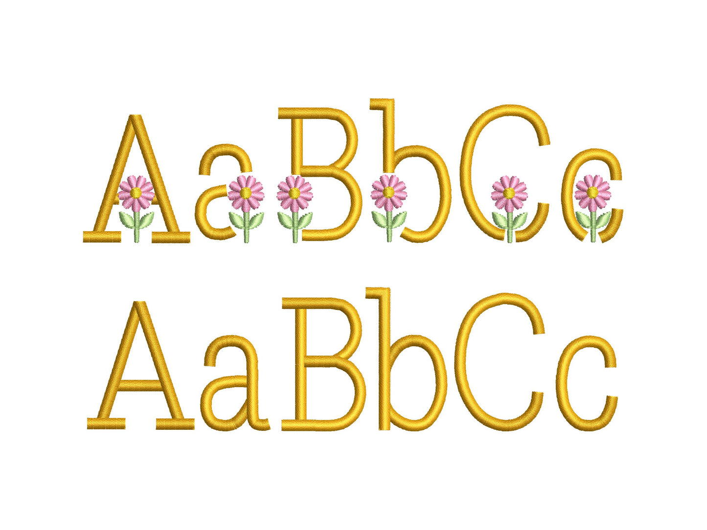 Satin Stitch Spring Flower Font Set