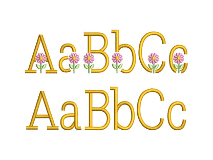 Satin Stitch Spring Flower Font Set