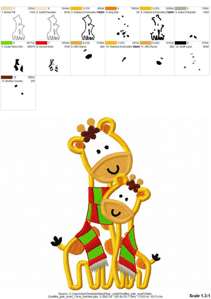Giraffe Big Little Sister Brother Applique