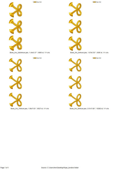 Fringed Border Rope Bow Trio