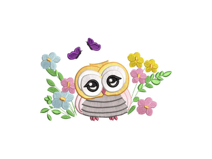 Fringed Fluffy Owl Floral Garden