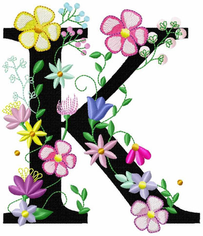 Floral Garden Flag Monogram Font