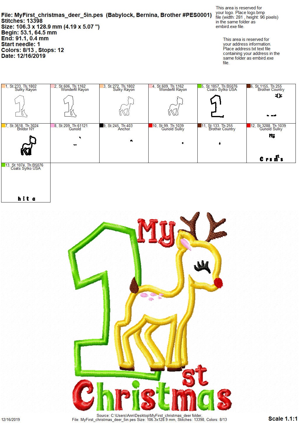 My 1st Christmas Baby Deer Reindeer