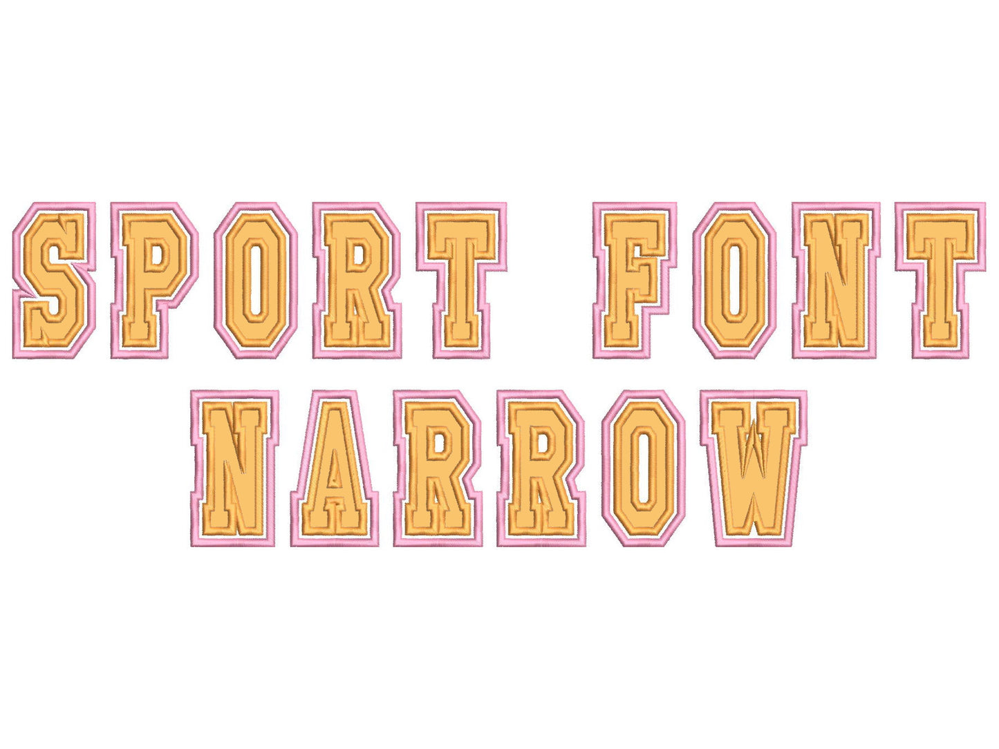 Double Applique Thin Narrow Athletic Font