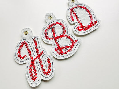 Baseball Stitch Sports Monogram Keychain