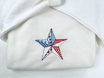 Patchwork US flag Patriotic Star outline stars and stripes patterned