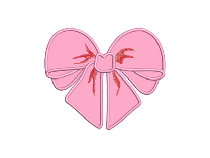 Valentine Heart Split Side Bow Applique