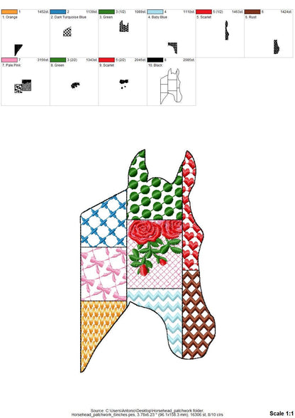 Patchwork Horse face Farm animal patterned Horse head silhouette