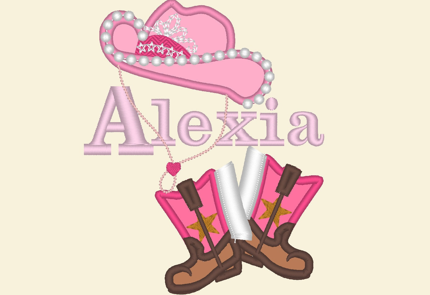 Cowgirl Boots and Hat Applique and Mini Font