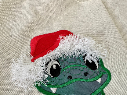 Crocodile Gator Fringed Santa Hat Applique