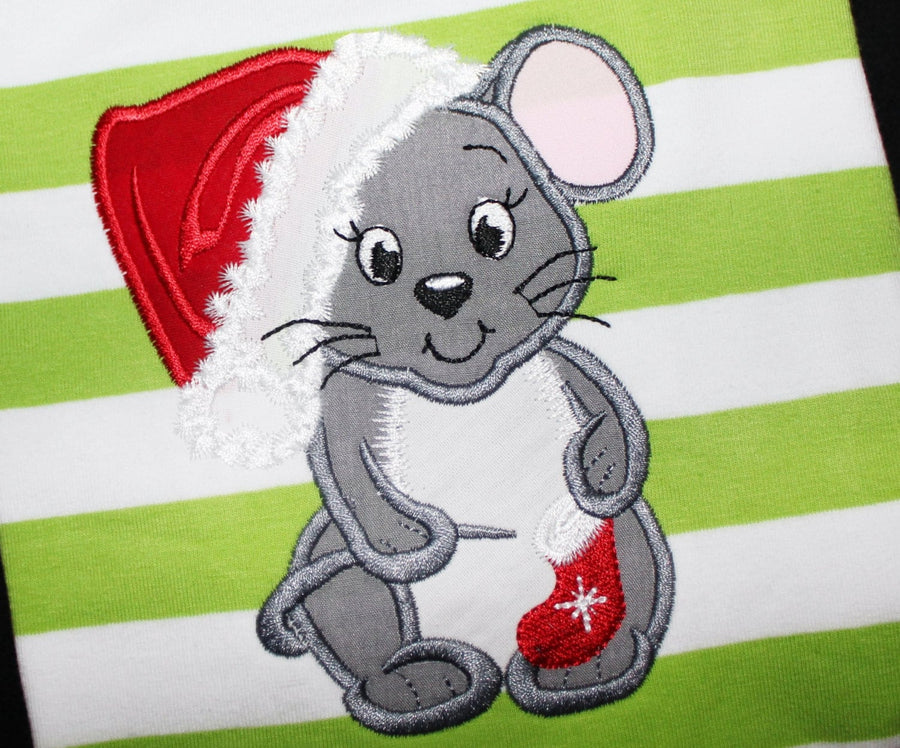 Little Christmas Santa Mouse Applique