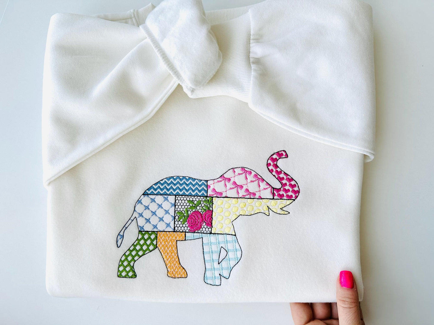 Patchwork Elephant patterned state Elephant silhouette outline machine