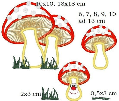 Woodland Mushroom Set of 3 Applique