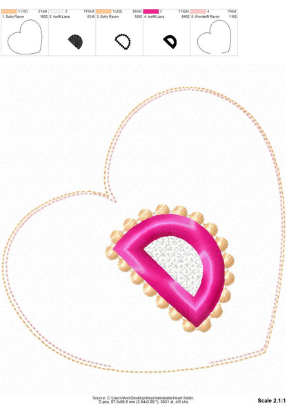 Minky fur fluffy Ball and Heart Keychain