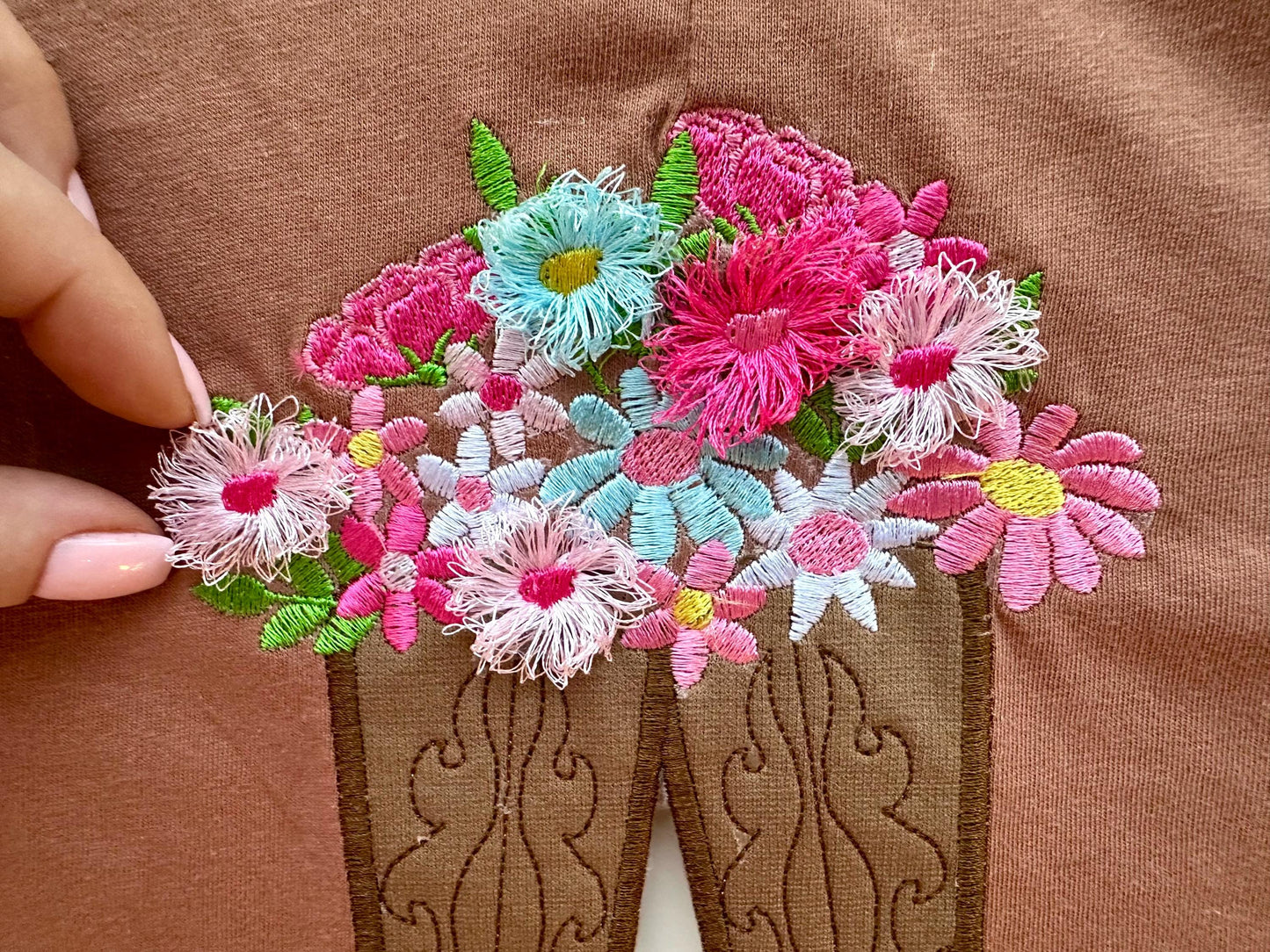 Cowboy Cowgirl Boots and Fringed Flower