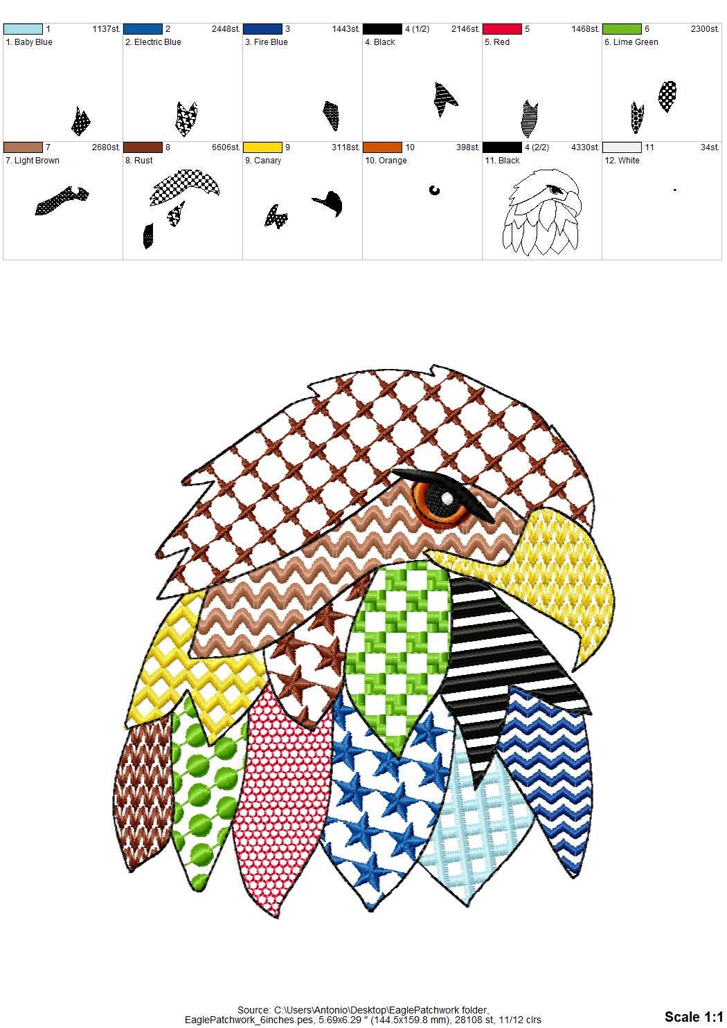 Patchwork Eagle awesome patterned wild bird Bald Eagle machine