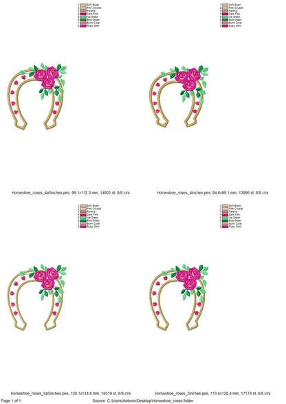 Floral Rose Horseshoe Applique