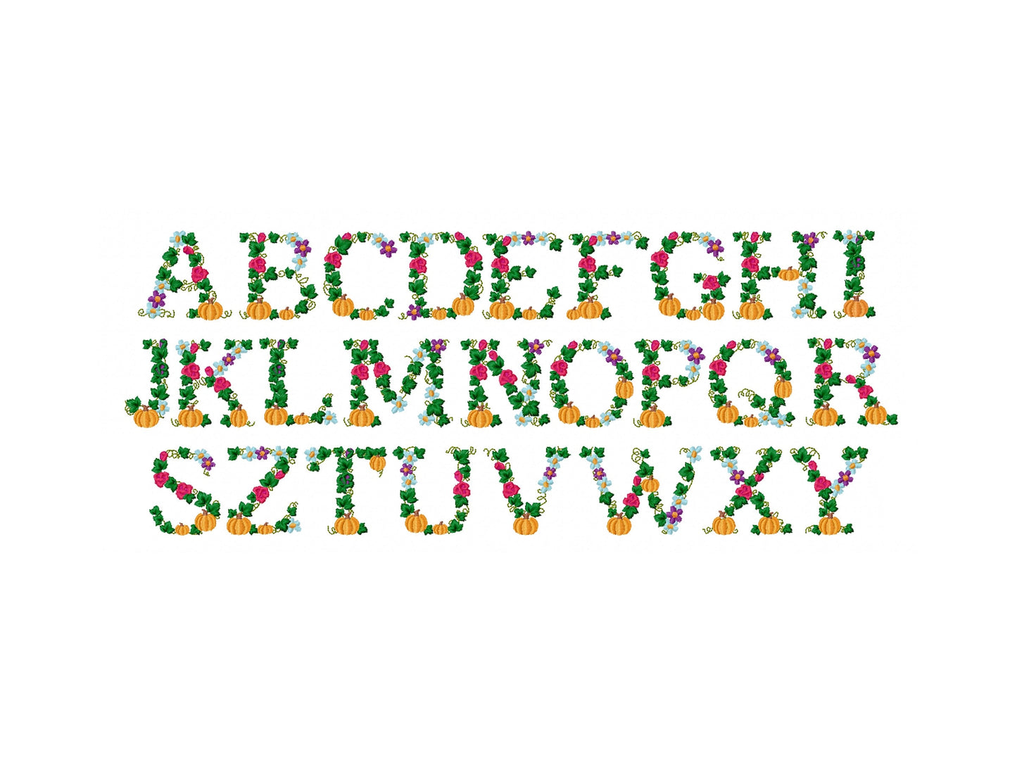 Fall Thanksgiving Pumpkin Floral Font