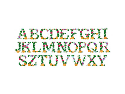 Fall Thanksgiving Pumpkin Floral Font